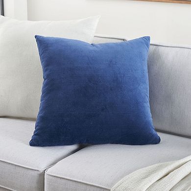 Mina Victory Sofia Solid Reversible Velvet 20" x 20" Black Indoor Throw Pillow