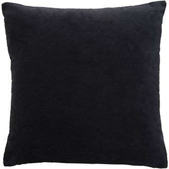 Mina Victory Sofia Solid Reversible Velvet 20" x 20" Black Indoor Throw Pillow