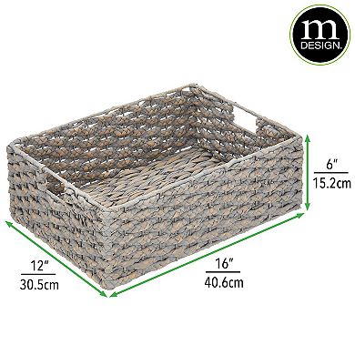 mDesign 12" x 16" x 6" Water Hyacinth Braided Weave Pantry Basket - 6 Pack