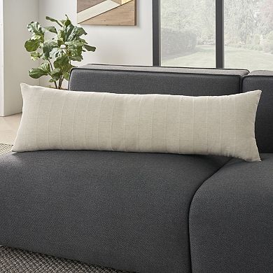 Mina Victory Life Styles Woven Cotton Grid 12" x 40" Beige Indoor Throw Pillow