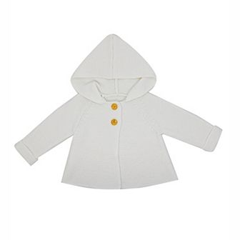 Baby Girls Hooded Sweater Coat, White