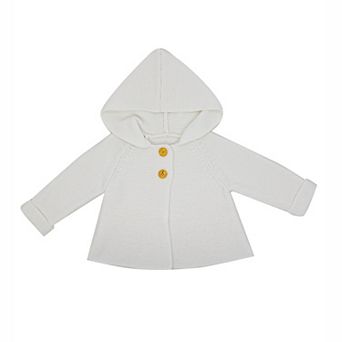 Baby Girls Hooded Sweater Coat, White