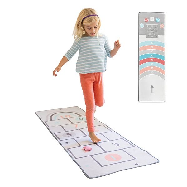 Hearthsong Retro Hopscotch and Marble 2in1 Game Rug with Bean Bags