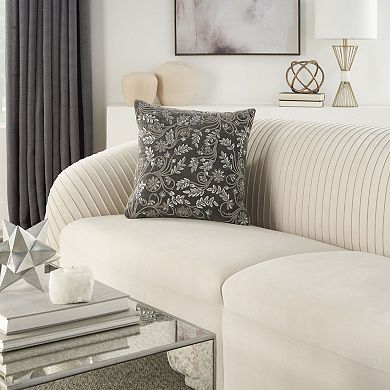 Mina Victory Luminescence Beaded Flowers Indoor Throw Pillow