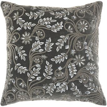 Mina Victory Luminescence Beaded Flowers Indoor Throw Pillow