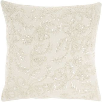 Mina Victory Luminescence Beaded Flowers Indoor Throw Pillow