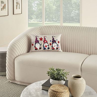 Mina Victory Holiday Americana Gnomes 12" x 21" Multicolor Throw Pillow