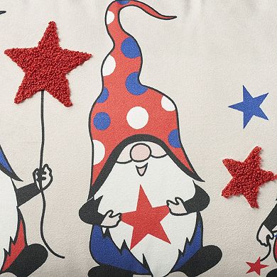 Mina Victory Holiday Americana Gnomes 12" x 21" Multicolor Throw Pillow