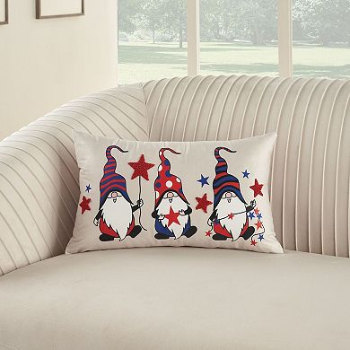 Mina Victory Holiday Americana Gnomes 12" x 21" Multicolor Throw Pillow