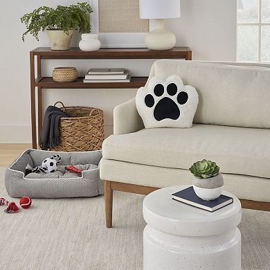 Mina Victory Faux Shearling Pet Paw Print Throw Pillow