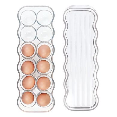 mDesign Egg Storage Tray Holder for Refrigerator, 24 Eggs, 2 Pack