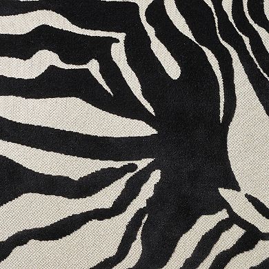 Mina Victory Sofia Jaquard Zebra Velvet 18" x 18" Black Indoor Throw Pillow