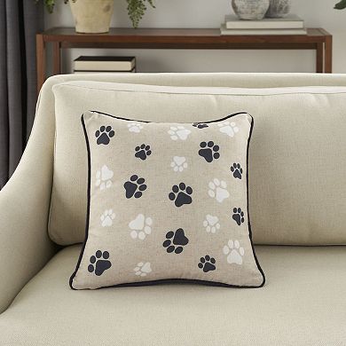 Mina Victory Pet Paw Prints Throw Pillow