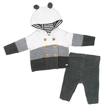 Baby Boys and Girls Knit Hooded Cardigan and Pants, 2 pc Set
