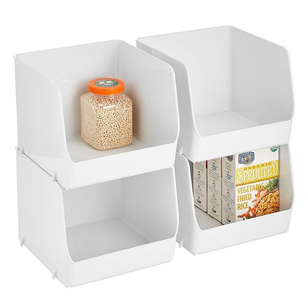 mDesign Stackable Plastic Food Storage Bin, Open Front