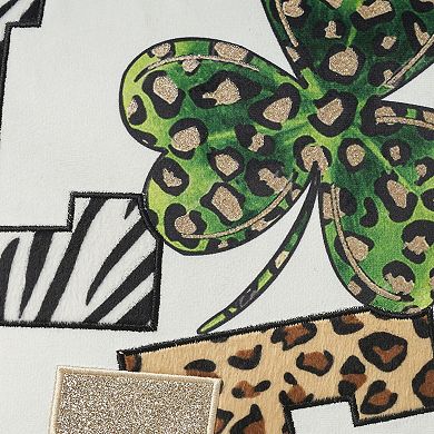 Mina Victory St. Patrick’s Day Shamrock Love Leopard 16" X 16" Multicolor Throw Pillow
