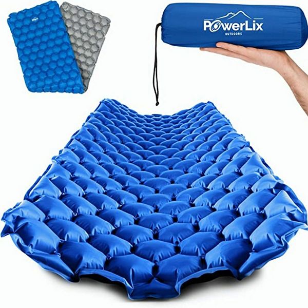 POWERLIX Sleeping Pad - Ultralight Inflatable Sleeping Mat, For Camping, Backpacking, Hiking - Blue Black