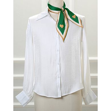 Women's Skinny Scarf Ribbon Hair Band Heart Print Neck Scarf