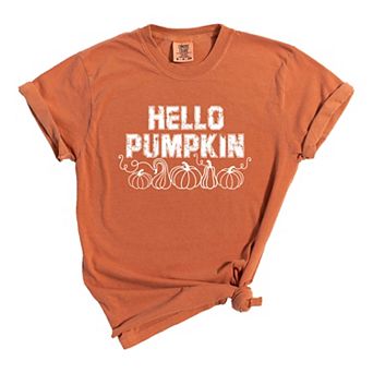 Hello Pumpkin Distressed Garment Dyed Tees