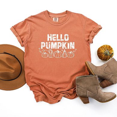 Hello Pumpkin Distressed Garment Dyed Tees