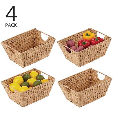 mDesign Woven Hyacinth Nesting Kitchen Storage Basket Bins, 4 Pack - Natural
