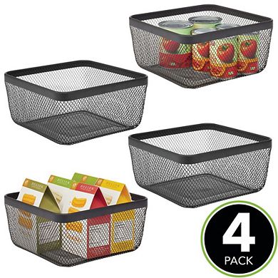 mDesign Metal Wire Food Organizer Storage Bin - 4 Pack