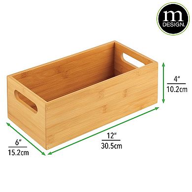 mDesign 12" x 6" x 4" Wood Kitchen Fridge & Drawer Organizer Tray - Natural Wood