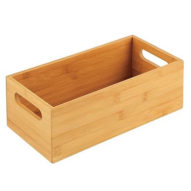 mDesign 12" x 6" x 4" Wood Kitchen Fridge & Drawer Organizer Tray - Natural Wood
