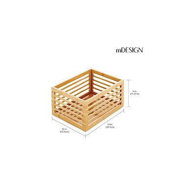 mDesign Bamboo Slotted Storage Cabinet Shelf Organizer Bin - 6 Pack - Natural