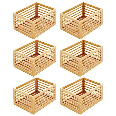 mDesign Bamboo Slotted Storage Cabinet Shelf Organizer Bin - 6 Pack - Natural