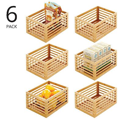 mDesign Bamboo Slotted Storage Cabinet Shelf Organizer Bin - 6 Pack - Natural