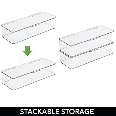 mDesign 5.75" x 13.12" x 3" Slim Plastic Stackable Kitchen Pantry Food Storage Bin and Lid