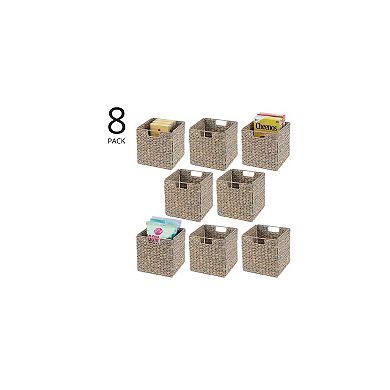 mDesign Woven Hyacinth Kitchen Storage Organizer Basket Bin, 8 Pack, Brown Wash