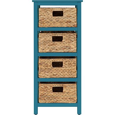 eHemco 4 Tier X-Side End Storage Cabinet with 4 Wicker Baskets