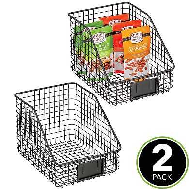 mDesign Slanted Front Kitchen Pantry Storage Organizer Basket - 2 Pack