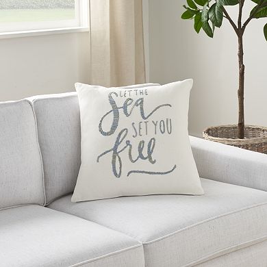 Mina Victory Life Styles Sea Set Free 18" x 18" White Indoor Pillow Cover