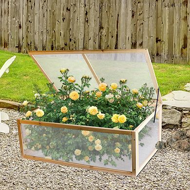 BIGTREE Greenhouse Mini Nursery Vented Garden Planter Plant Cover Wood Cold Frame