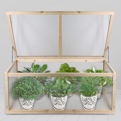 BIGTREE Greenhouse Mini Nursery Vented Garden Planter Plant Cover Wood Cold Frame