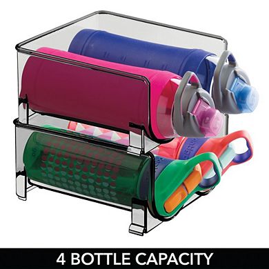 mDesign Plastic Free-Standing Stackable 3 Bottle Storage Rack, 2 Pack, Blue Tint