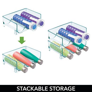 mDesign Plastic Water Bottle Storage Organizer, 3 Bottles Wide - 4 Pack