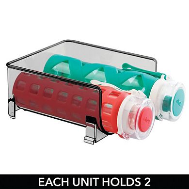 mDesign Plastic Free-Standing Stackable 3 Bottle Storage Rack, 2 Pack, Blue Tint