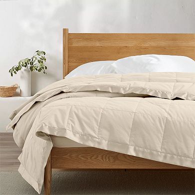 Unikome Oversized Lightweight Down Blanket - Luxury Bed Blanket with Satin Trim, Cotton Cover