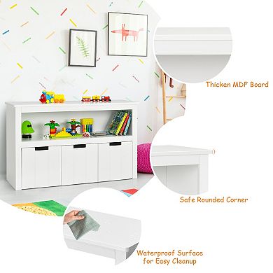 Kid Toy Storage Cabinet 3 Drawer Chest with Wheels Large Storage Cube Shelf