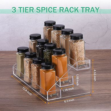 Acrylic Spice Rack, 3 Tier Spice Drawer Organizer Shelf Seasoning Jar Rack
