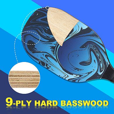 Pickleball Paddles Set with 4 Wood Rackets 4 Balls 4 Cooling Towels and Carry Bag