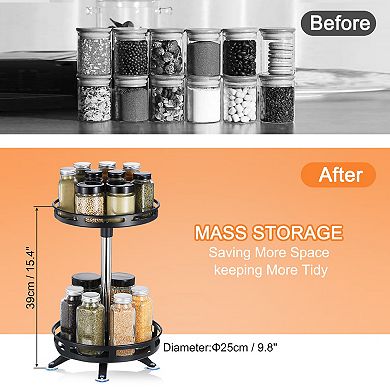 Lazy Susan Organizer, 2 Tier Rotating Spice Rack Organizer with Turntable