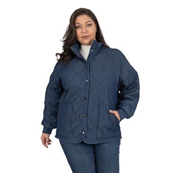 Plus Size Fleet Street Quilted Denim Jacket