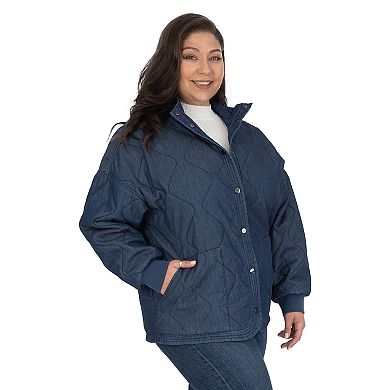 Plus Size Fleet Street Quilted Denim Jacket