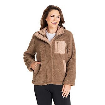 Women's Fleet Street Mixed Media Faux-Sherpa Gingham Jacket
