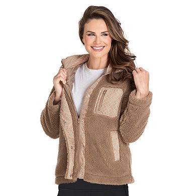Petite Fleet Street Mixed Media Faux-Sherpa Gingham Jacket